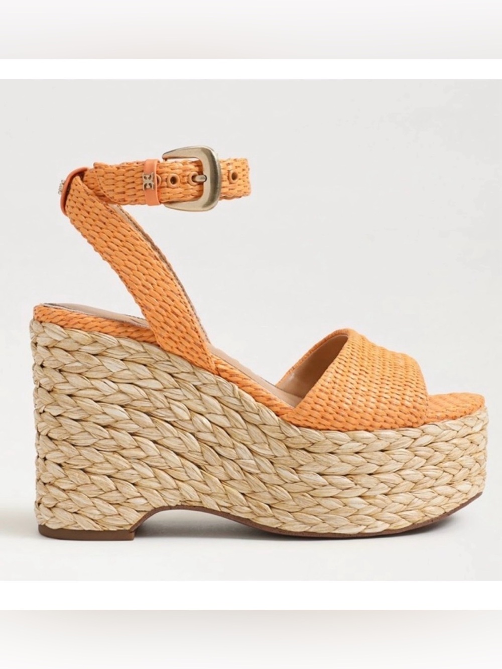 Sam Edelman Orange Woven Espadrille Wedge Sandals